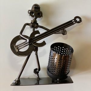 💯Bass guitar player metal figurine-office decor!